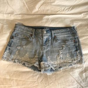 Jean Shorts with Lace Trim